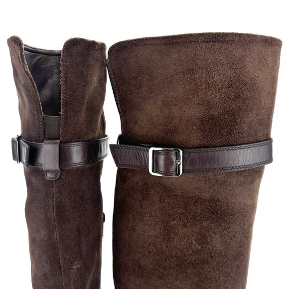 Garnet Hill Charity Italian Over-The-Knee Riding Boot Sz 6.5 Brown Suede/Leather - Picture 10 of 16